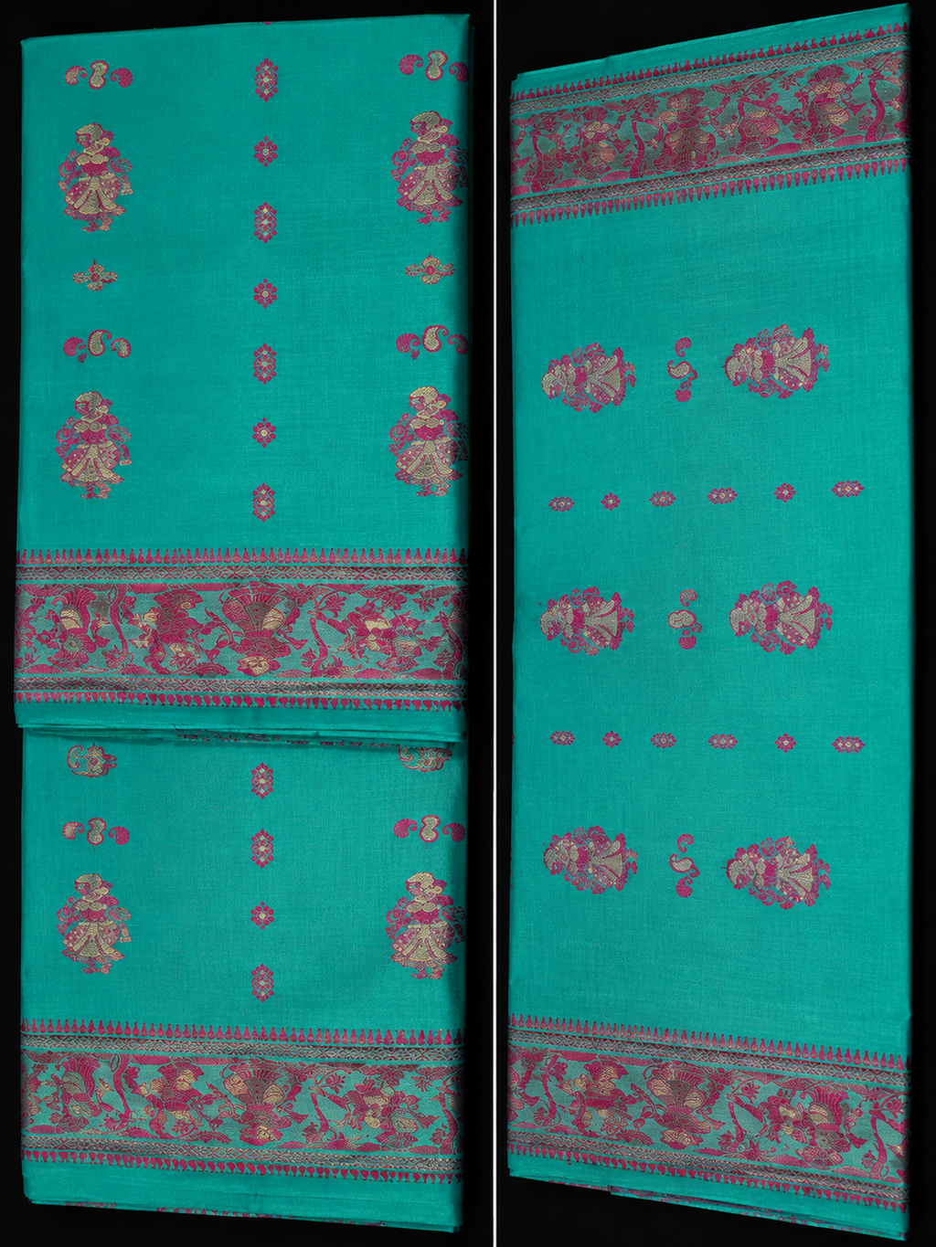Vasanta: Emerald Baluchari with Magenta Butti