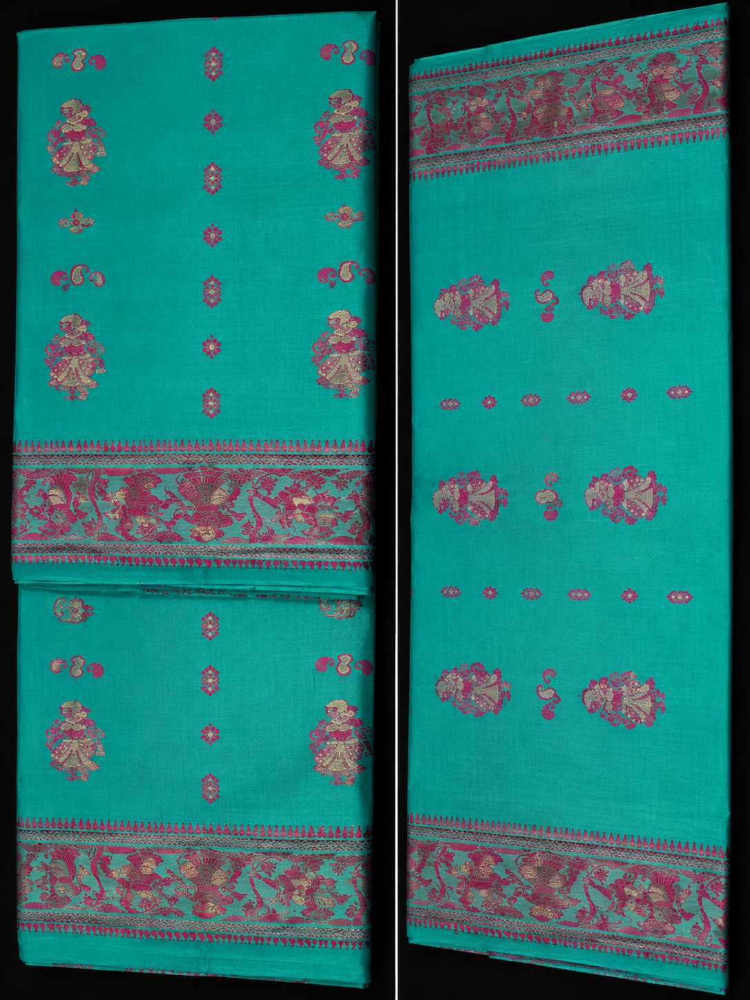Vasanta: Emerald Baluchari with Magenta Butti