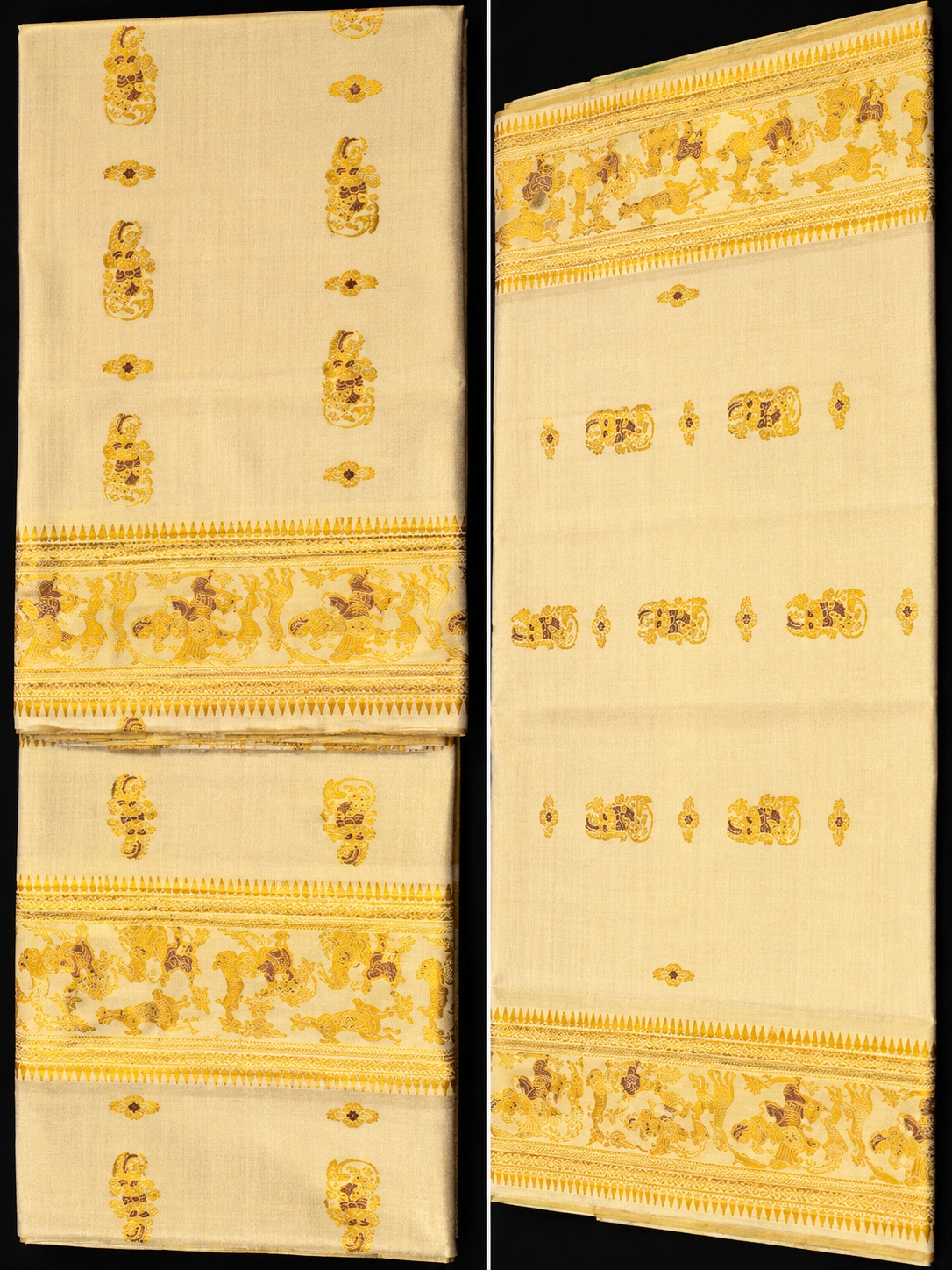Sharad: Minakari Ivory Baluchari with Golden Elephant Butti