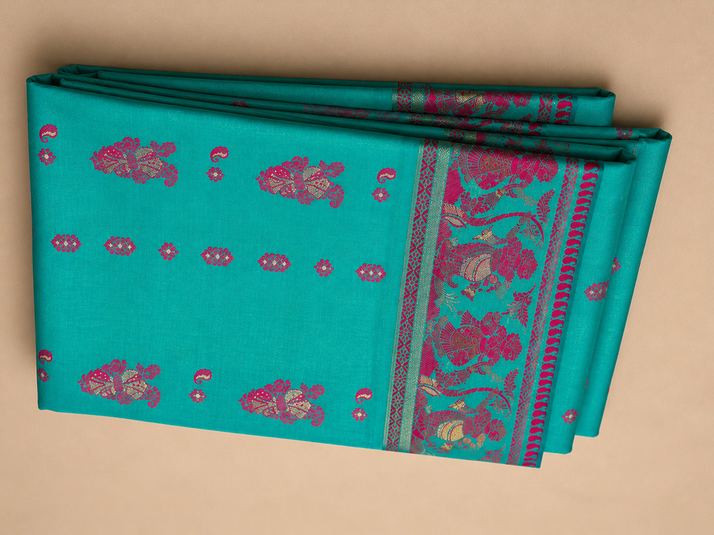 Vasanta: Emerald Baluchari with Magenta Butti