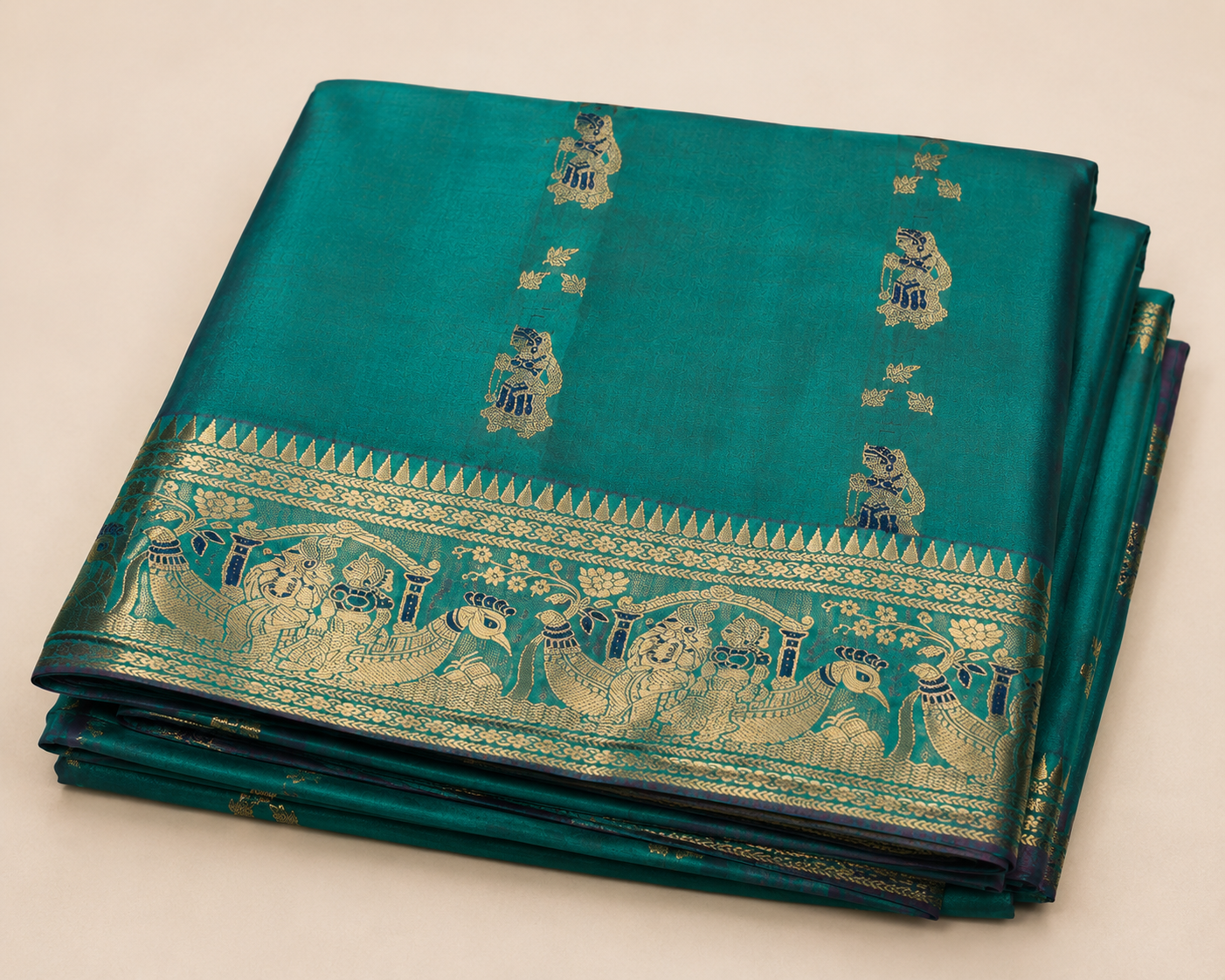 Neelambari: Peacock Teal Baluchari