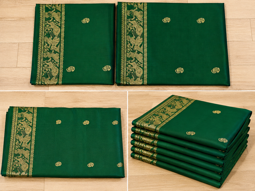Aranya: Bottle Green Baluchari with Floral Butti