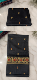 Krishnakaali: Black Minakari Revival Baluchari with Sunflower Border